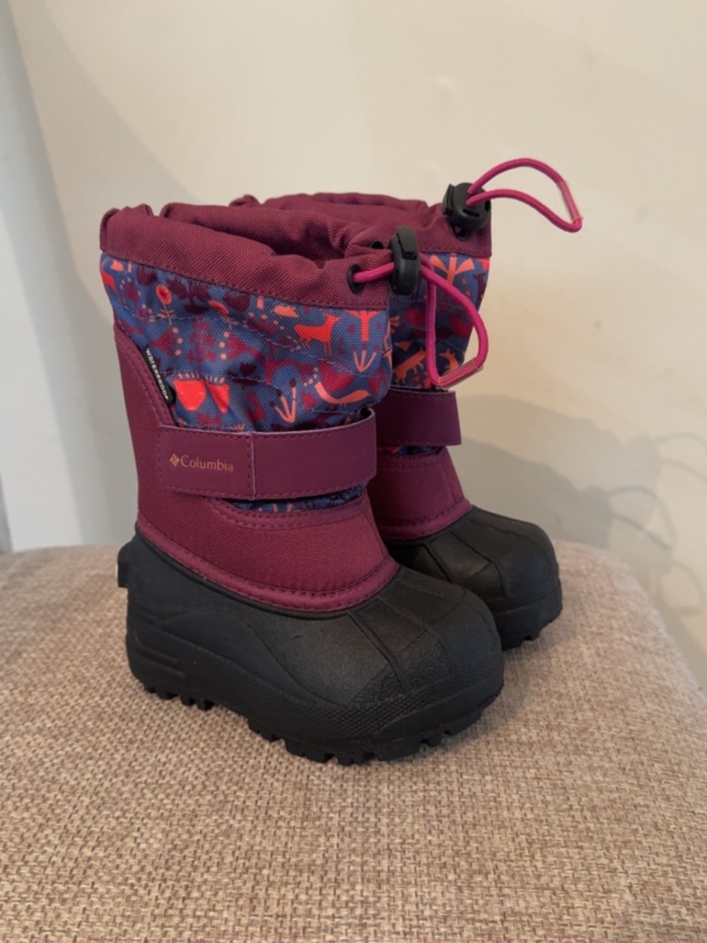 Columbia Burgundy, Black & Pink Kids' Winter Boots